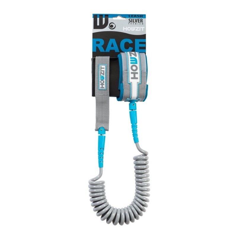 Stand-up paddle 9' silver aqua coiled leash