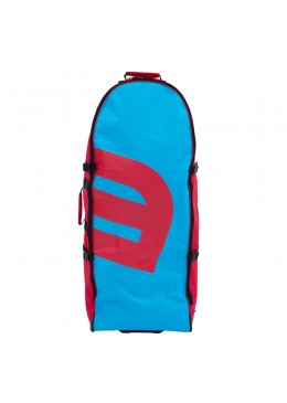 Sac de transport bleu et rouge à roulettes pour paddle gonflable ou kite