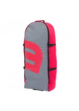 Sac de transport gris et rouge à roulettes pour paddle gonflable ou kite surf