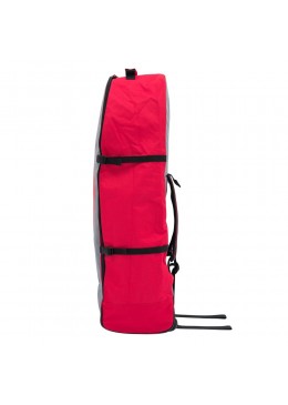 Sac de transport gris et rouge à roulettes pour paddle gonflable ou kite surf