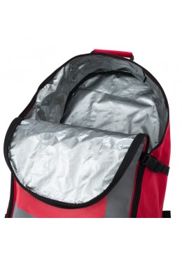 Sac de transport gris et rouge à roulettes pour paddle gonflable ou kite surf
