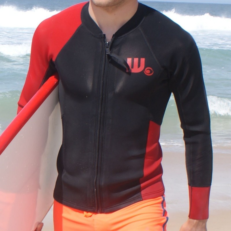 Veste surf Neoprene Homme Black / Red Veste surf Neoprene Homme Black / Red