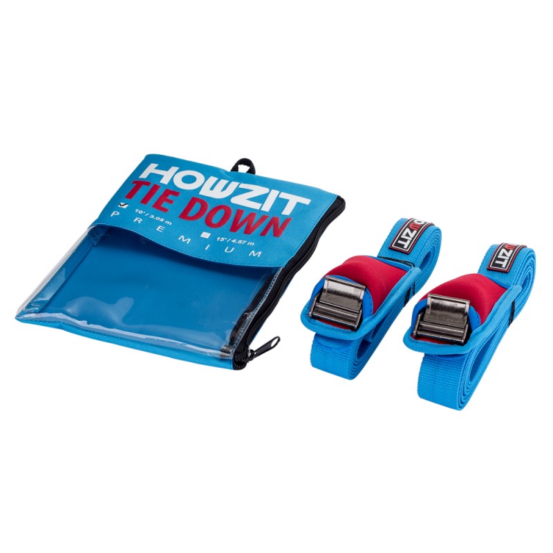 Pair of 10' aqua tie down with non-return buckle for carrying 1 to 2 SUP boards or 2 to 3 Surf boards. Pair of 10' aqua tie down with non-return buckle for carrying 1 to 2 SUP boards or 2 to 3 Surf boards.
