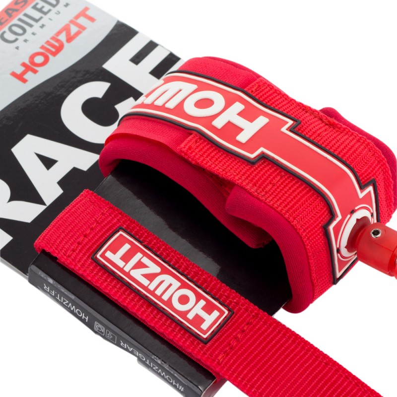 Leash Coiled SUP 9' translucide rouge pour la pratique du paddle Leash Coiled SUP 9' translucide rouge pour la pratique du paddle