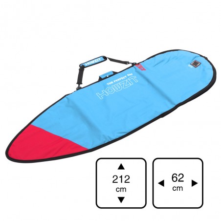 Housse bleu et rouge pour surf shortboard 6'6