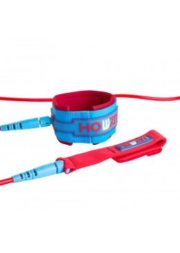leash droit 8' rouge et bleu pour paddle