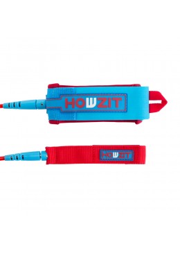 leash droit 8' rouge et bleu pour paddle