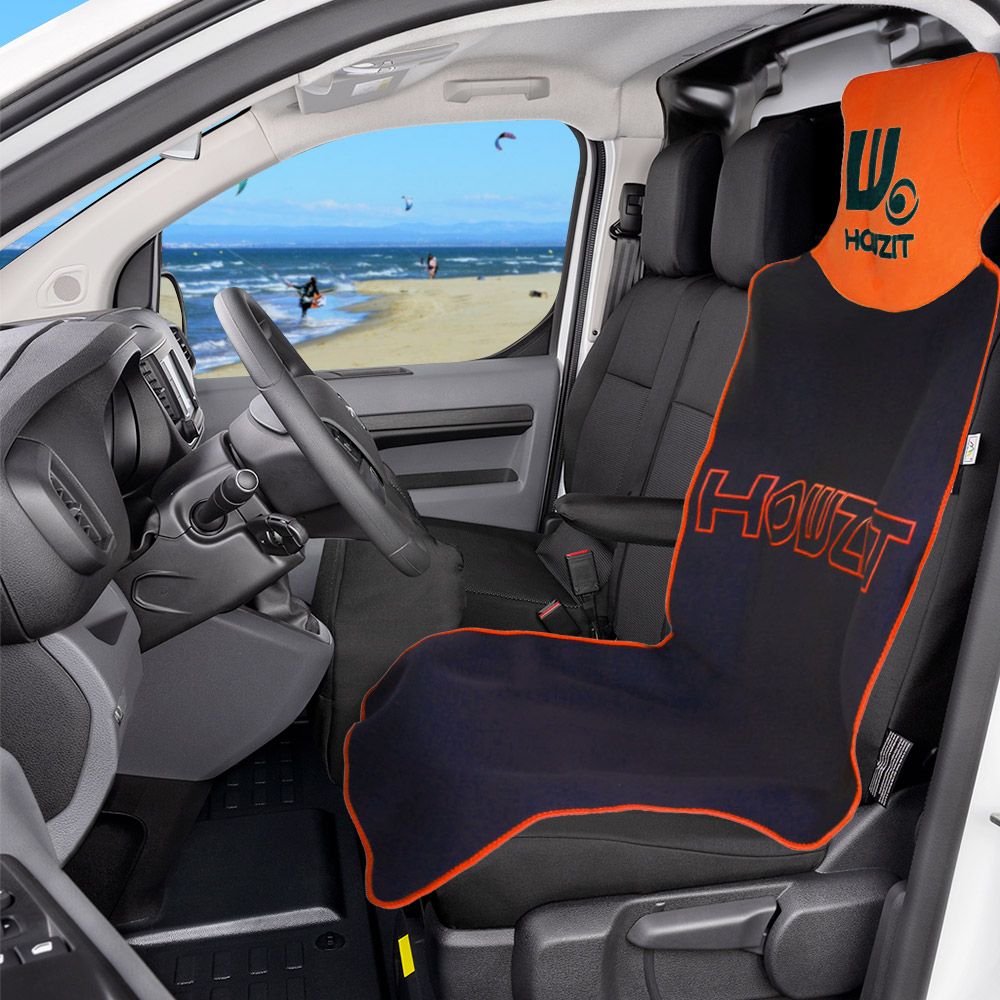 Housse de siège auto en néoprène bicolore noire/orange HOWZIT Housse de siège auto en néoprène bicolore noire/orange HOWZIT