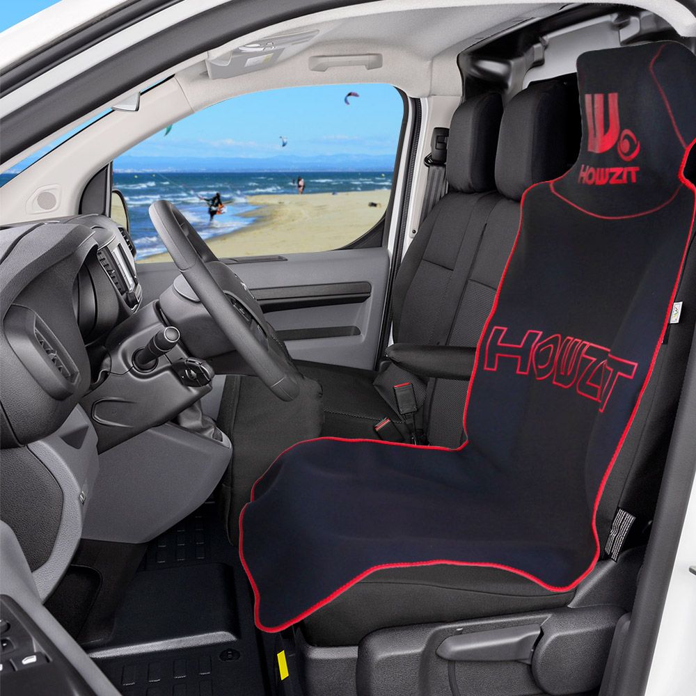 Housse de siège auto en néoprène bicolore noire/rouge HOWZIT